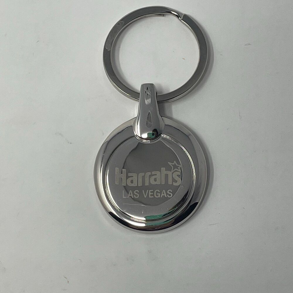 Vtg‎ Harrah's Las Vegas Silvertone Keychain & Box - Picture 3 of 8